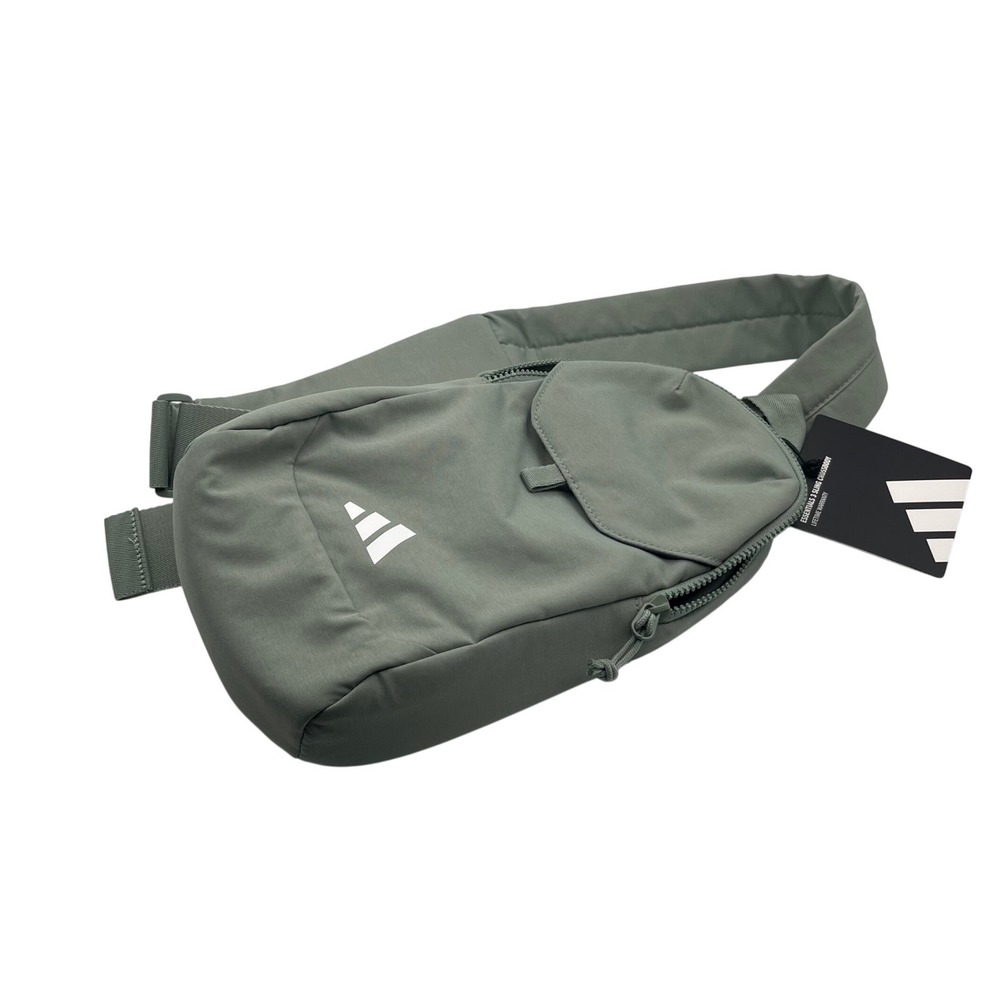 Adidas Essentials 3 Sling Crossbody Bag Silver Green JK2674 New